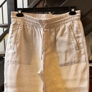 Athleta Retreat Linen High-Ride Wide-Leg Drawstring Pants in Undyed - size M